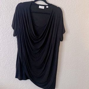 Avenue Black Short Sleeve Cowl Neck Blouse, Size 22/24